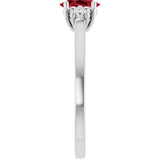 10K Gold Oval Lab-Grown Ruby & Lab-Grown Diamond Accented Ring - White Gold - view 4