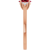 14K Gold Oval Lab-Grown Ruby & Lab-Grown Diamond Accented Ring – 6x4mm - Rose Gold - view 4