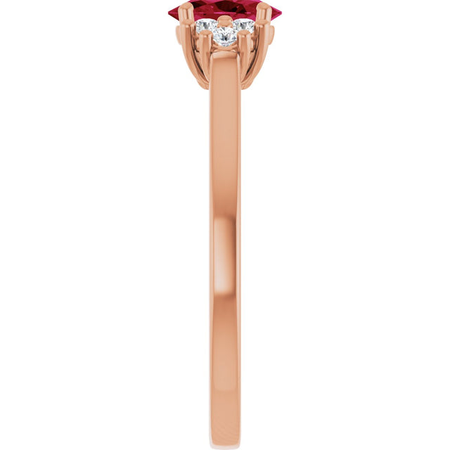 14K Gold Oval Lab-Grown Ruby & Lab-Grown Diamond Accented Ring – 6x4mm - Rose Gold - view 4