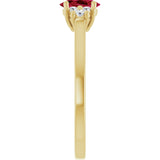10K Gold Oval Lab-Grown Ruby & Lab-Grown Diamond Accented Ring - Yellow Gold - view 4