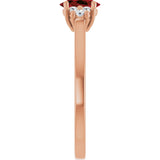 14K Gold Oval Natural Mozambique Garnet & Lab-Grown Diamond Accented Ring - Rose Gold - view 4