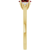 10K Gold Oval Natural Mozambique Garnet & Lab-Grown Diamond Accented Ring - Yellow Gold - view 4
