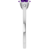 10K Gold Oval Natural Amethyst & Lab-Grown Diamond Accented Ring - White Gold - view 4