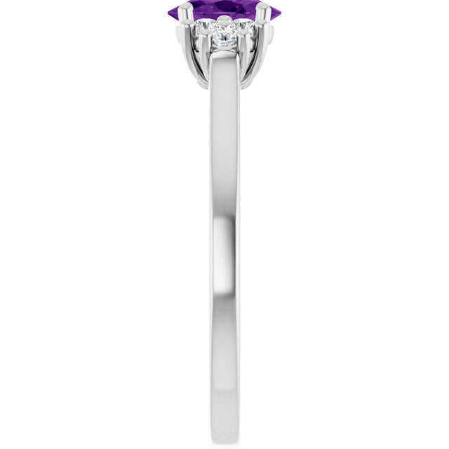 10K Gold Oval Natural Amethyst & Lab-Grown Diamond Accented Ring - White Gold - view 4