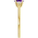 10K Gold Oval Natural Amethyst & Lab-Grown Diamond Accented Ring - Yellow Gold - view 4