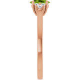 14K Gold Oval Natural Peridot & Lab-Grown Diamond Accented Ring - Rose Gold - view 4
