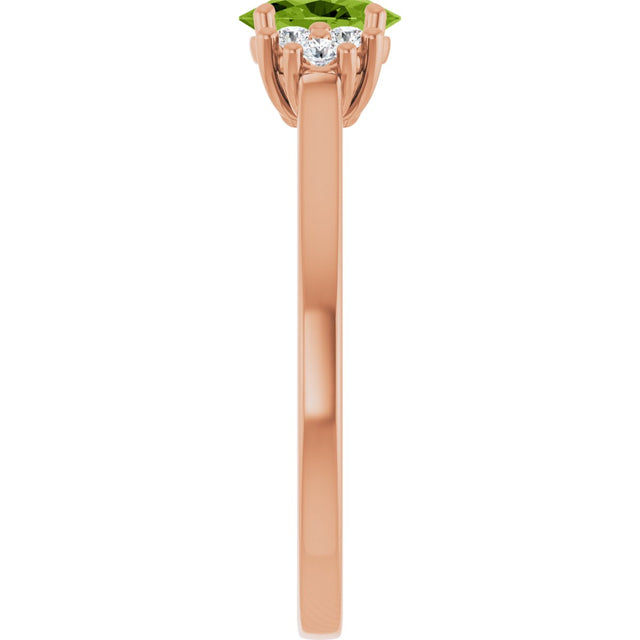 14K Gold Oval Natural Peridot & Lab-Grown Diamond Accented Ring - Rose Gold - view 4
