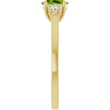 10K Gold Oval Natural Peridot & Lab-Grown Diamond Accented Ring - Yellow Gold - view 4