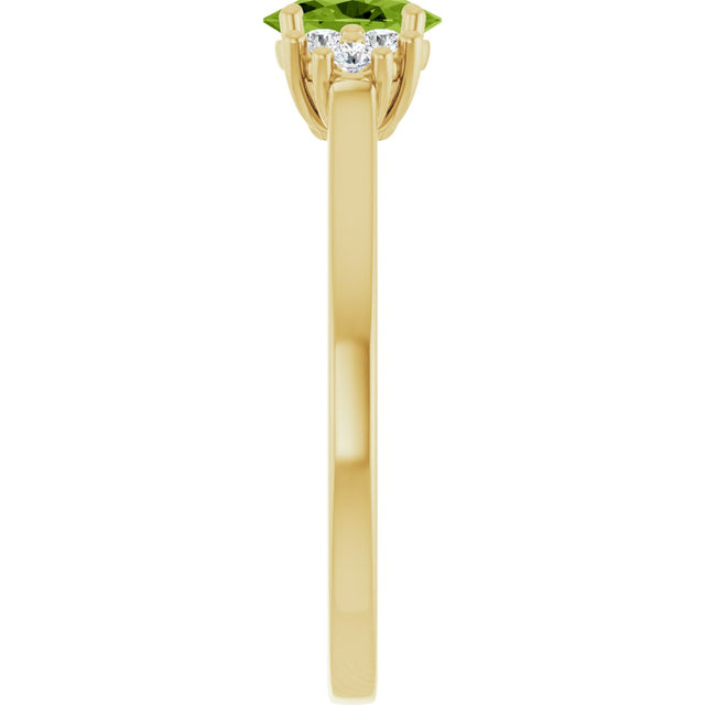 10K Gold Oval Natural Peridot & Lab-Grown Diamond Accented Ring - Yellow Gold - view 4