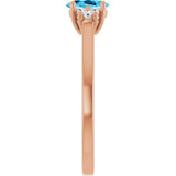 14K Gold Oval Natural Aquamarine & Lab-Grown Diamond Accented Ring - Rose Gold - view 4