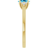14K Gold Oval Natural Aquamarine & Lab-Grown Diamond Accented Ring - Yellow Gold - view 4
