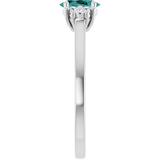 14K Gold Oval Lab-Grown Alexandrite & Natural Diamond Accented Ring - White Gold - view 4