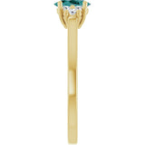 14K Gold Oval Lab-Grown Alexandrite & Natural Diamond Accented Ring - Yellow Gold - view 4