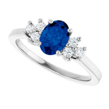 10K Gold Oval Lab-Grown Blue Sapphire & Lab-Grown Diamond Accented Ring - White Gold - view 5