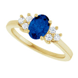 10K Gold Oval Lab-Grown Blue Sapphire & Lab-Grown Diamond Accented Ring - Yellow Gold - view 5