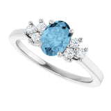 14K Gold Oval Natural Sky Blue Topaz & Lab-Grown Diamond Accented Ring - White Gold - view 5