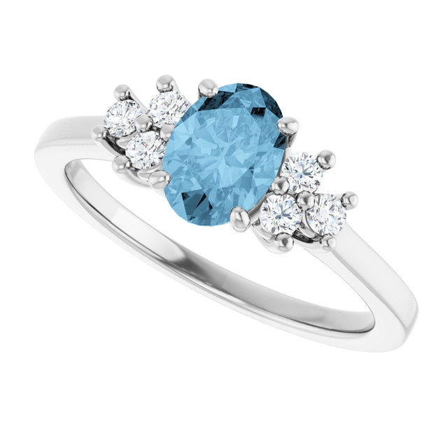 10K Gold Oval Natural Sky Blue Topaz & Lab-Grown Diamond Accented Ring - White Gold - view 5