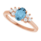 14K Gold Oval Natural Sky Blue Topaz & Lab-Grown Diamond Accented Ring - Rose Gold - view 5