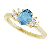 14K Gold Oval Natural Sky Blue Topaz & Lab-Grown Diamond Accented Ring - Yellow Gold - view 5