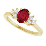 10K Gold Oval Lab-Grown Ruby & Lab-Grown Diamond Accented Ring - Yellow Gold - view 5