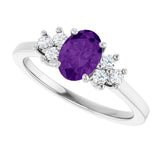 10K Gold Oval Natural Amethyst & Lab-Grown Diamond Accented Ring - White Gold - view 5