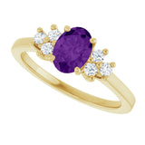 10K Gold Oval Natural Amethyst & Lab-Grown Diamond Accented Ring - Yellow Gold - view 5