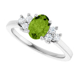 14K Gold Oval Natural Peridot & Lab-Grown Diamond Accented Ring - White Gold - view 5