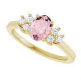 14K Gold Oval Natural Pink Morganite & Natural Diamond Accented Ring – 7x5mm - Yellow Gold - view 5