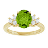 14K Gold Oval Natural Peridot & Natural Diamond Accented Ring – 9x7mm - Yellow Gold - view 3