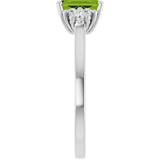 10K Gold Oval Natural Peridot & Lab-Grown Diamond Accented Ring - White Gold - view 4