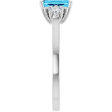 14K Gold Oval Natural Aquamarine & Lab-Grown Diamond Accented Ring - White Gold - view 4
