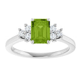10K Gold Oval Natural Peridot & Lab-Grown Diamond Accented Ring - White Gold - view 3