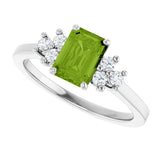 10K Gold Oval Natural Peridot & Lab-Grown Diamond Accented Ring - White Gold - view 5