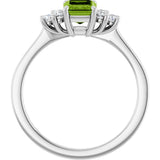 10K Gold Oval Natural Peridot & Lab-Grown Diamond Accented Ring - White Gold - view 2