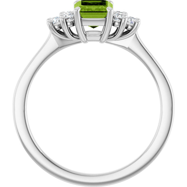 10K Gold Oval Natural Peridot & Lab-Grown Diamond Accented Ring - White Gold - view 2