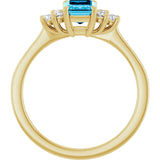 14K Gold Oval Natural Aquamarine & Lab-Grown Diamond Accented Ring - Yellow Gold - view 2