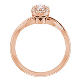 14K Gold Oval Natural Pink Morganite & Natural Diamond Three-Stone Ring - Rose Gold - view 2