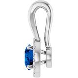 14K Gold Round Natural Blue Sapphire & Natural Diamond Halo-Style Pendant – 1/10 CTW - White Gold - view 3