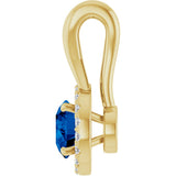 14K Gold Round Natural Blue Sapphire & Natural Diamond Halo-Style Pendant – 1/10 CTW - Yellow Gold - view 3