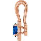 14K Gold Round Natural Blue Sapphire & Natural Diamond Halo-Style Pendant – 1/10 CTW - Rose Gold - view 3