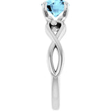 Platinum Round Natural Aquamarine Solitaire Ring – 6.5mm Stones - view 4