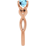 14K Gold Round Natural Aquamarine Solitaire Ring – 6.5mm Stones - Rose Gold - view 4