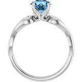Platinum Round Natural Aquamarine Solitaire Ring – 6.5mm Stones - view 2