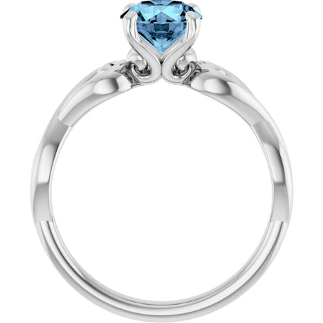 Platinum Round Natural Aquamarine Solitaire Ring – 6.5mm Stones - view 2