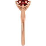 14K Gold Oval Natural Mozambique Garnet Three-Stone Ring - Rose Gold - view 4
