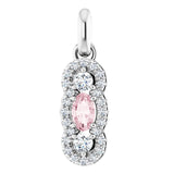 Platinum Oval Natural Pink Morganite & Natural Diamond Halo-Style Pendant