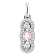 14K Gold Oval Natural Pink Morganite & Natural Diamond Halo-Style Pendant – 1/4 CTW - White Gold