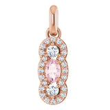 14K Gold Oval Natural Pink Morganite & Natural Diamond Halo-Style Pendant – 1/4 CTW - Rose Gold