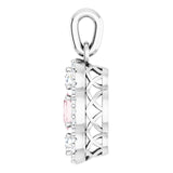14K Gold Oval Natural Pink Morganite & Natural Diamond Halo-Style Pendant – 1/4 CTW - White Gold - view 3