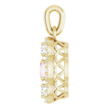 14K Gold Oval Natural Pink Morganite & Natural Diamond Halo-Style Pendant – 1/4 CTW - Yellow Gold - view 3